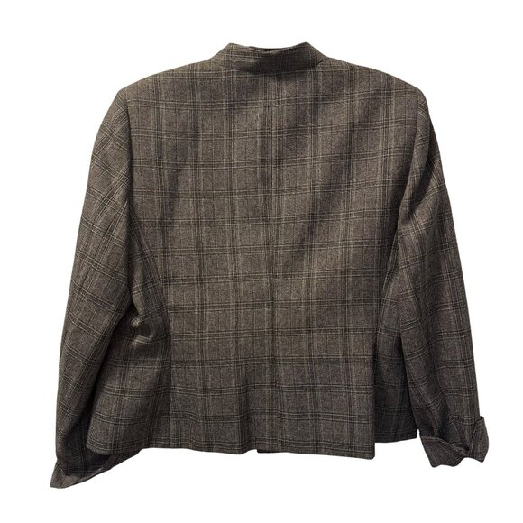 Kasper Womens Plaid Blazer Jacket 14P Polyester Gray Long Sleeve Open Front jack - Picture 10 of 11